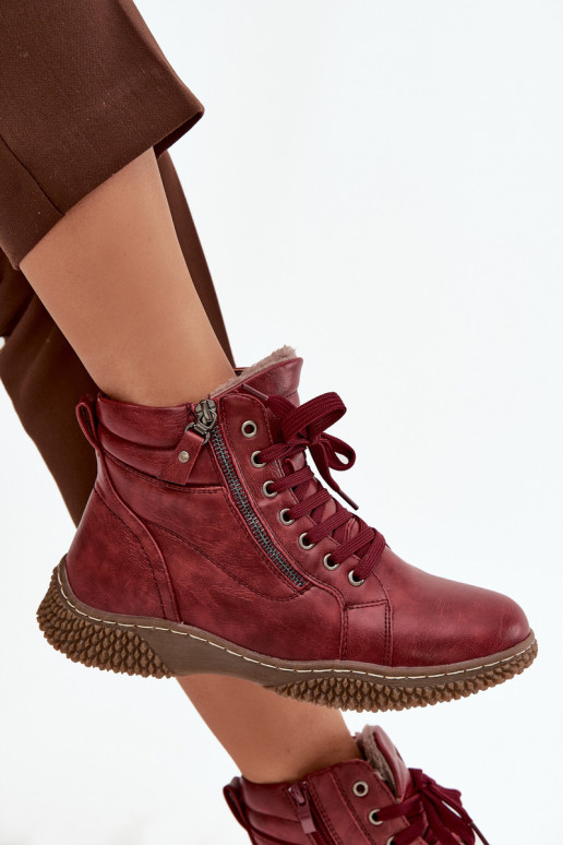 Botines aislados burdeos con pelo sintético dentro para mujer Ulverina