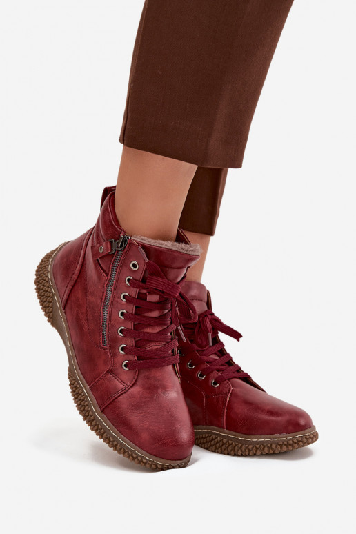 Botines aislados burdeos con pelo sintético dentro para mujer Ulverina