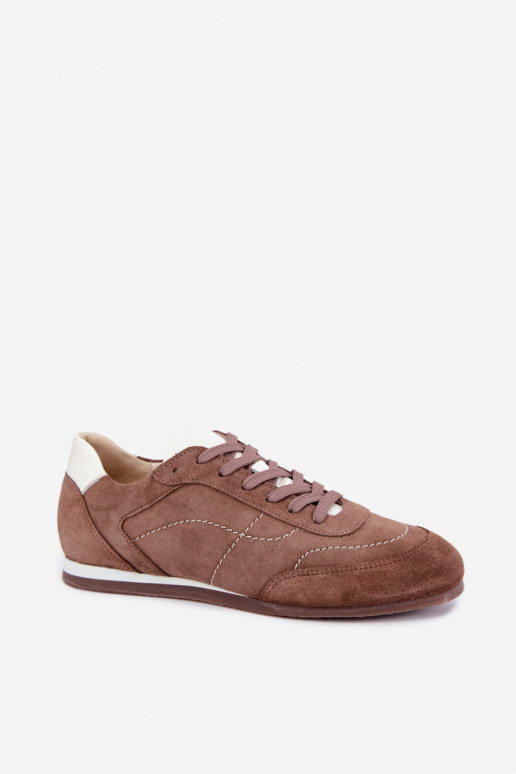 Zapatillas de ante marrón con costuras Zazoo N1414