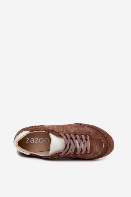 Zapatillas de ante marrón con costuras Zazoo N1414