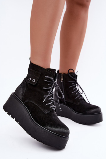 Botines negros para mujer con plataforma Zazoo 60499 2