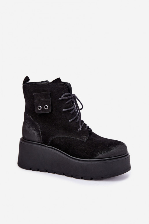 Botines negros para mujer con plataforma Zazoo 60499