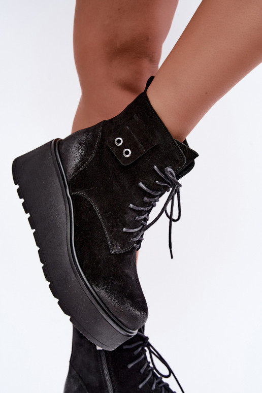 Botines negros para mujer con plataforma Zazoo 60499