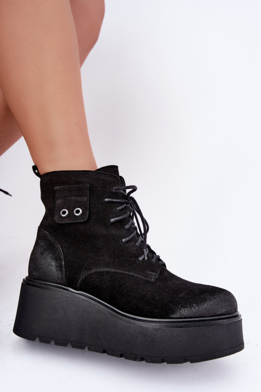 Botines negros para mujer con plataforma Zazoo 60499