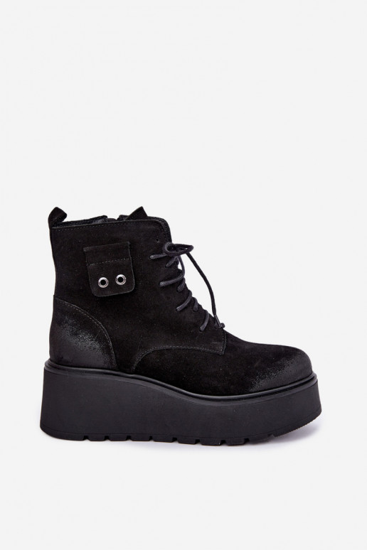 Botines negros para mujer con plataforma Zazoo 60499