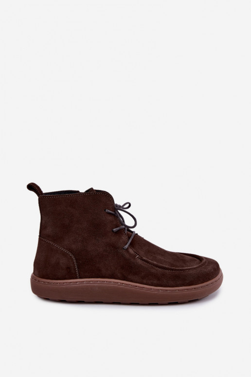 Botines de ante natural para mujer con cuentas Zazoo 30078