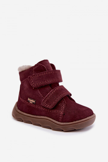 Botas de nieve de ante para niños Barefoot Froddo G2110151-4 color burdeos