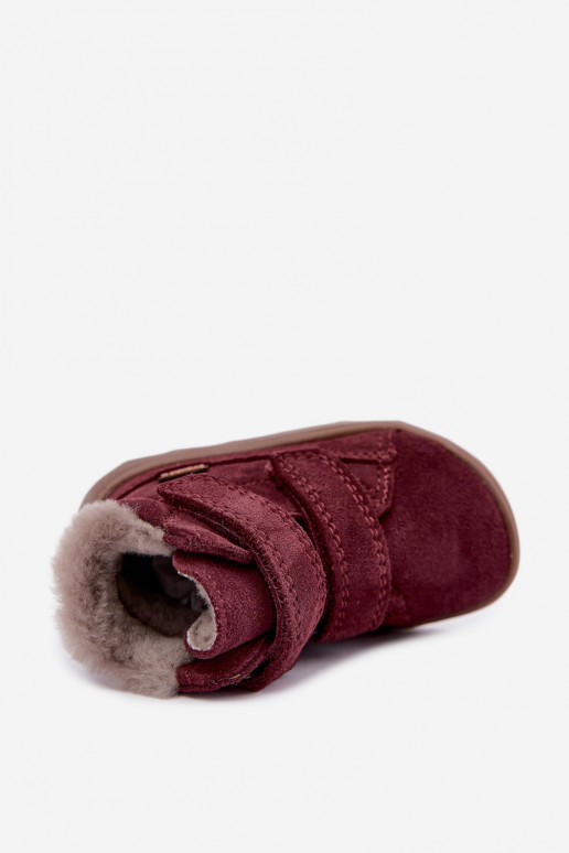 Botas de nieve de ante para niños Barefoot Froddo G2110151-4 color burdeos