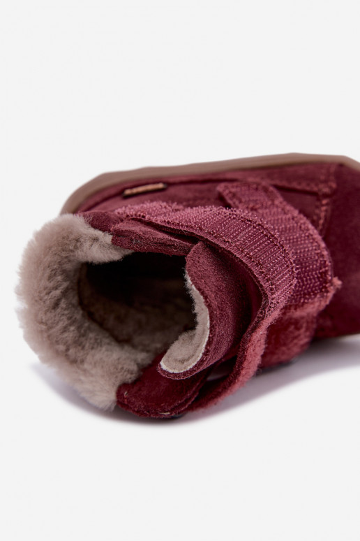 Botas de nieve de ante para niños Barefoot Froddo G2110151-4 color burdeos