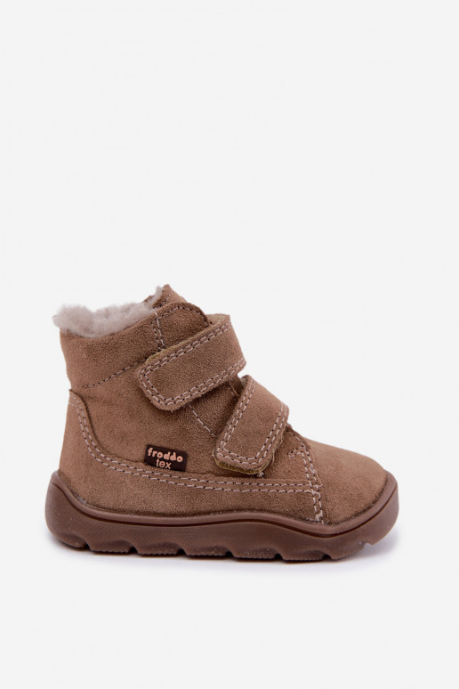 Botas de nieve de ante para niños Barefoot Froddo G2110151-8 color arena