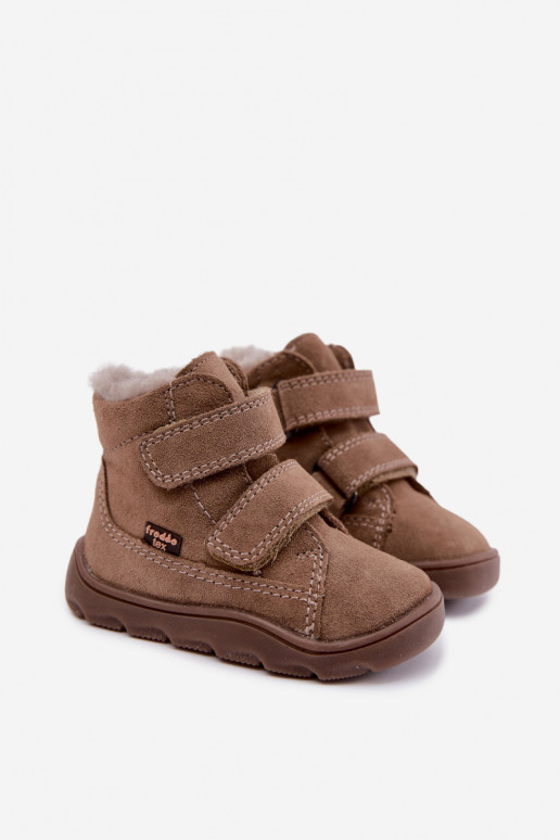 Botas de nieve de ante para niños Barefoot Froddo G2110151-8 color arena