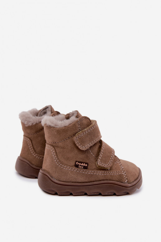 Botas de nieve de ante para niños Barefoot Froddo G2110151-8 color arena