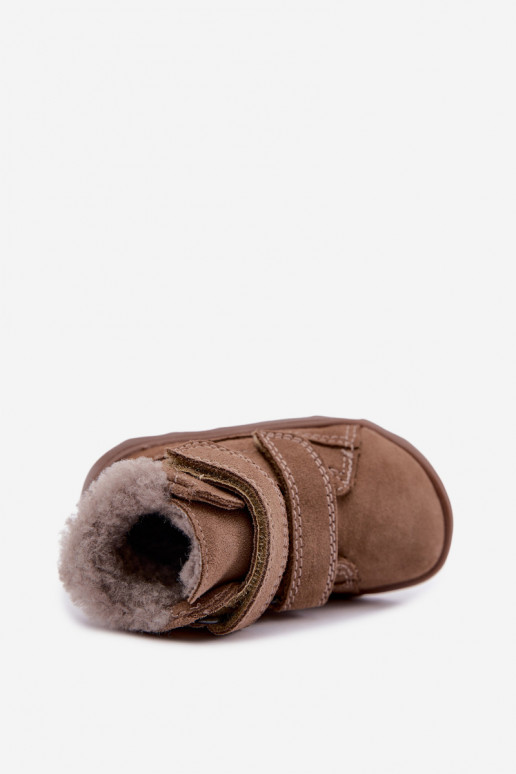 Botas de nieve de ante para niños Barefoot Froddo G2110151-8 color arena
