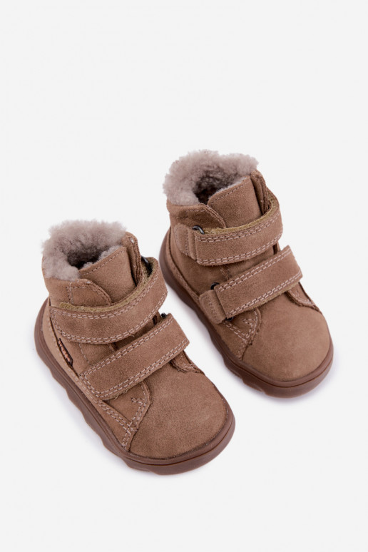Botas de nieve de ante para niños Barefoot Froddo G2110151-8 color arena