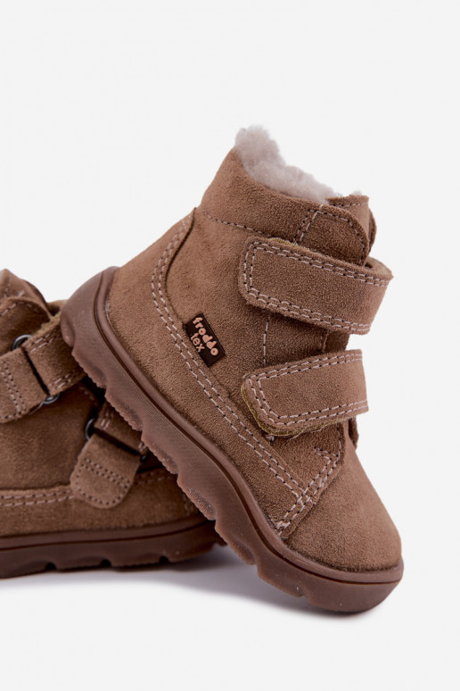 Botas de nieve de ante para niños Barefoot Froddo G2110151-8 color arena