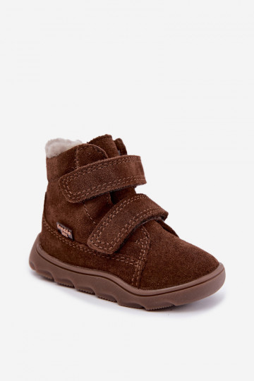 Botas de nieve de ante para niños Barefoot Froddo G2110151-13 color chocolate