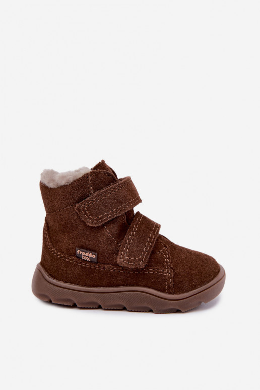 Botas de nieve de ante para niños Barefoot Froddo G2110151-13 color chocolate