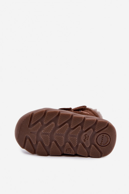 Botas de nieve de ante para niños Barefoot Froddo G2110151-13 color chocolate