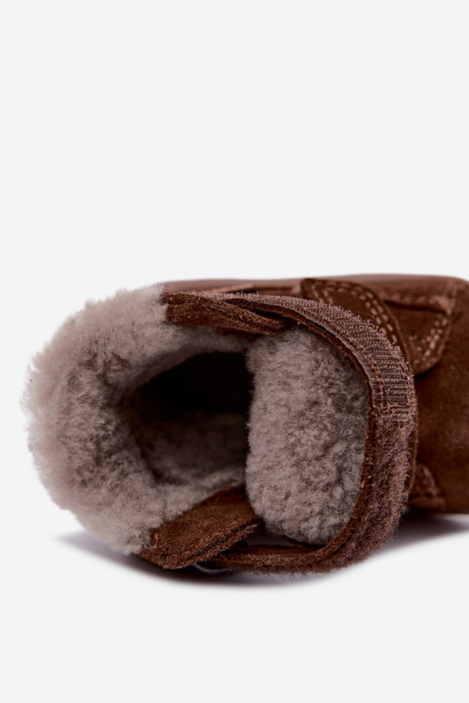 Botas de nieve de ante para niños Barefoot Froddo G2110151-13 color chocolate