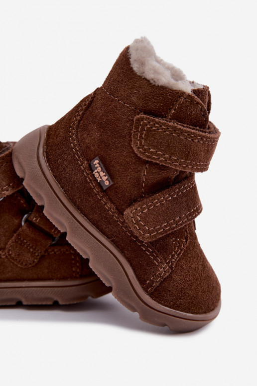 Botas de nieve de ante para niños Barefoot Froddo G2110151-13 color chocolate