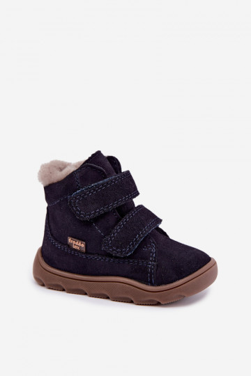 Botas de nieve de ante para niños Barefoot Froddo G2110151 azul oscuro