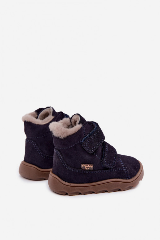Botas de nieve de ante para niños Barefoot Froddo G2110151 azul oscuro