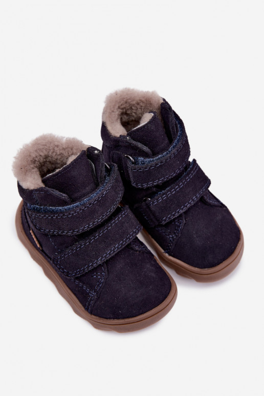 Botas de nieve de ante para niños Barefoot Froddo G2110151 azul oscuro
