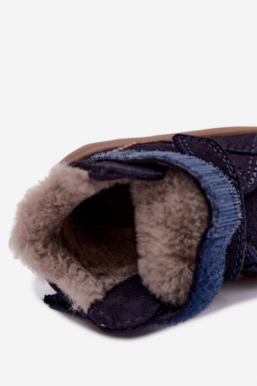 Botas de nieve de ante para niños Barefoot Froddo G2110151 azul oscuro
