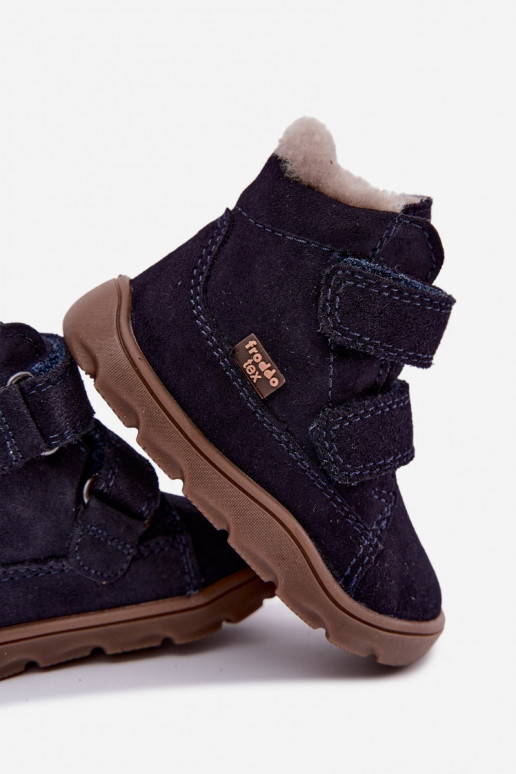 Botas de nieve de ante para niños Barefoot Froddo G2110151 azul oscuro