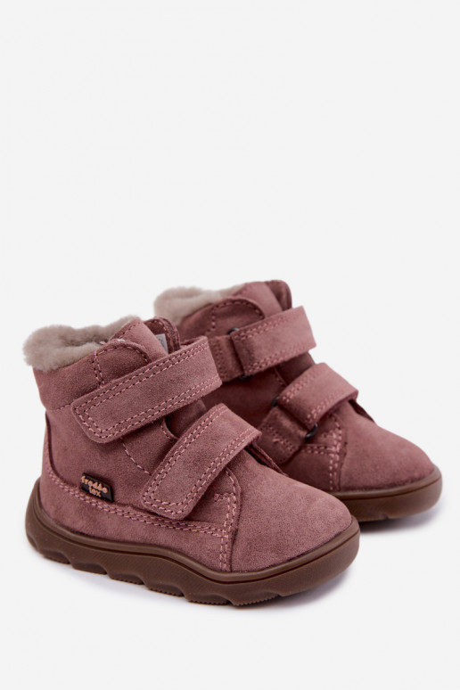 Botas de nieve de ante para niños Barefoot Froddo G2110151 rosas