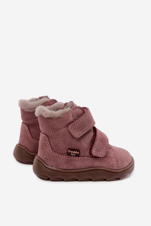 Botas de nieve de ante para niños Barefoot Froddo G2110151 rosas