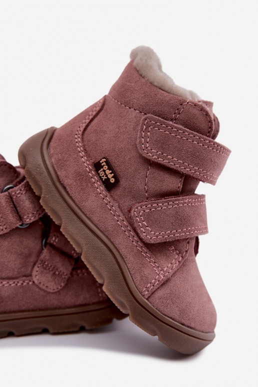 Botas de nieve de ante para niños Barefoot Froddo G2110151 rosas