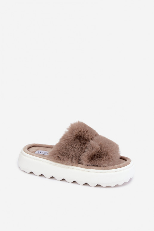 Zapatillas de mujer con pelo en suela más gruesa Vinceza 105105 color arena