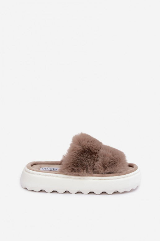 Zapatillas de mujer con pelo en suela más gruesa Vinceza 105105 color arena