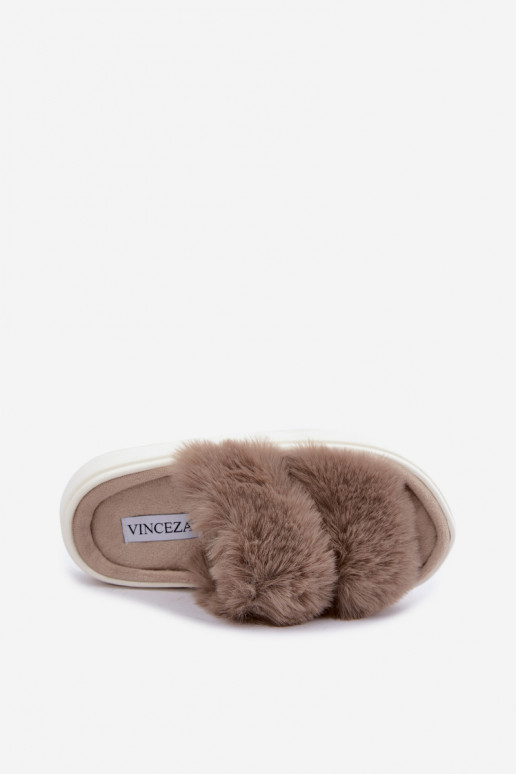 Zapatillas de mujer con pelo en suela más gruesa Vinceza 105105 color arena