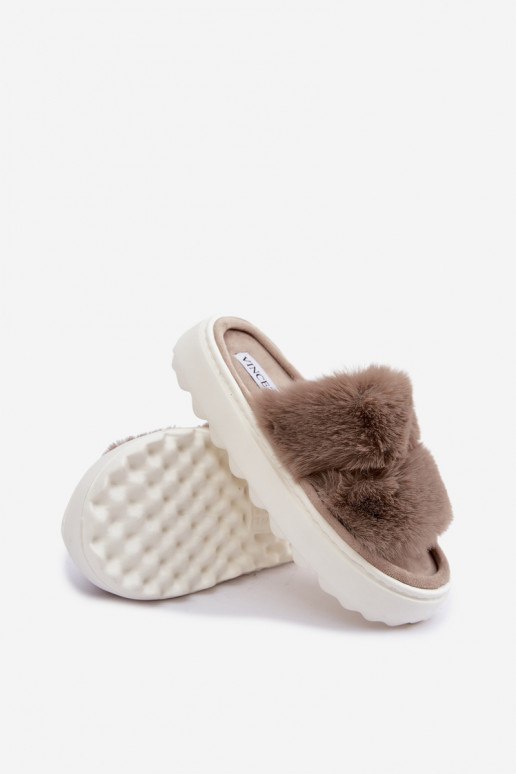 Zapatillas de mujer con pelo en suela más gruesa Vinceza 105105 color arena