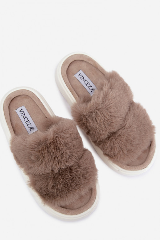 Zapatillas de mujer con pelo en suela más gruesa Vinceza 105105 color arena