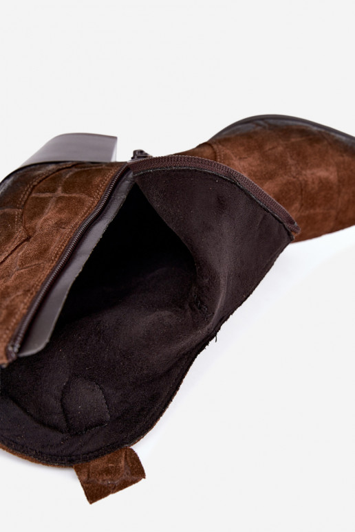 Botas de ante estilo vaquero con relieve Zazoo 1988 marrón