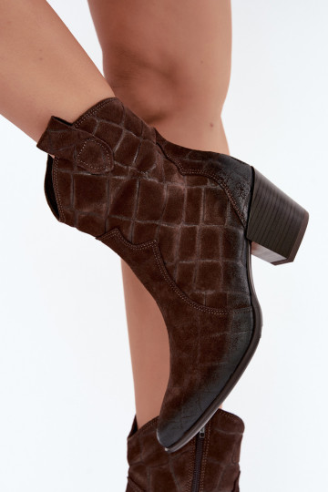Botas de ante estilo vaquero con relieve Zazoo 1988 chocolate