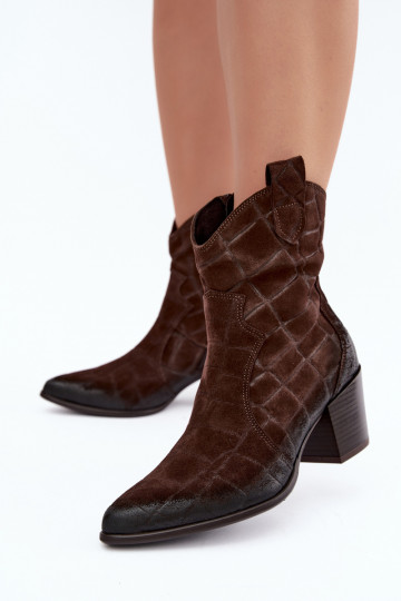 Botas de ante estilo vaquero con relieve Zazoo 1988 chocolate 2