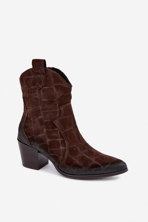 Botas de ante estilo vaquero con relieve Zazoo 1988 chocolate