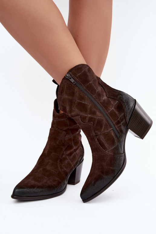Botas de ante estilo vaquero con relieve Zazoo 1988 chocolate