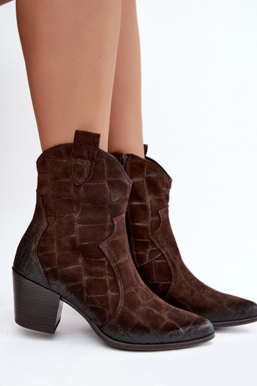 Botas de ante estilo vaquero con relieve Zazoo 1988 chocolate
