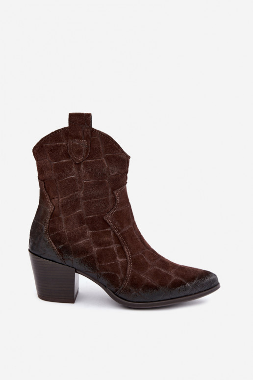 Botas de ante estilo vaquero con relieve Zazoo 1988 chocolate