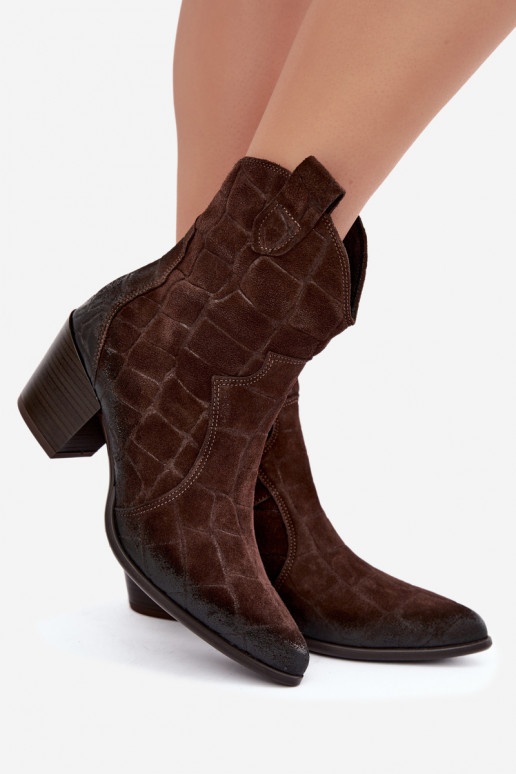 Botas de ante estilo vaquero con relieve Zazoo 1988 chocolate