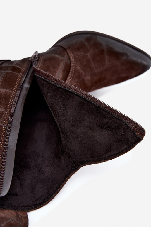 Botas de ante estilo vaquero con relieve Zazoo 1988 chocolate