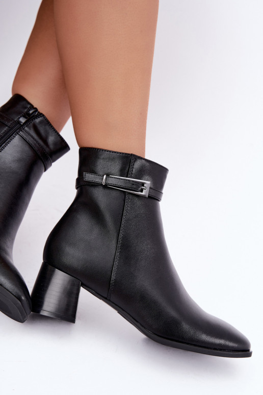 Botines aislados de cuero para mujer con hebillas Sergio Leone BT-34 negros