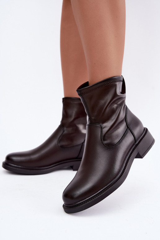 Botines de cuero aislados con tacón ancho Sergio Leone BT-62 chocolate