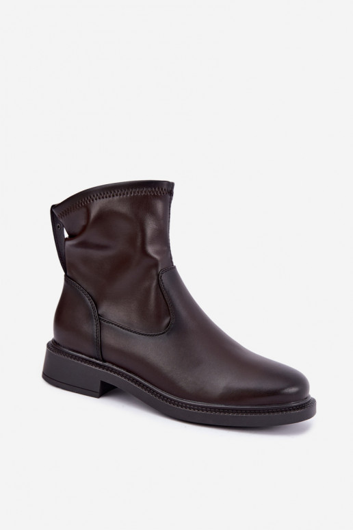 Botines de cuero aislados con tacón ancho Sergio Leone BT-62 chocolate