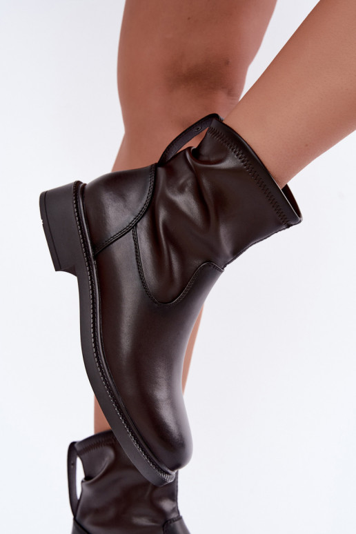Botines de cuero aislados con tacón ancho Sergio Leone BT-62 chocolate